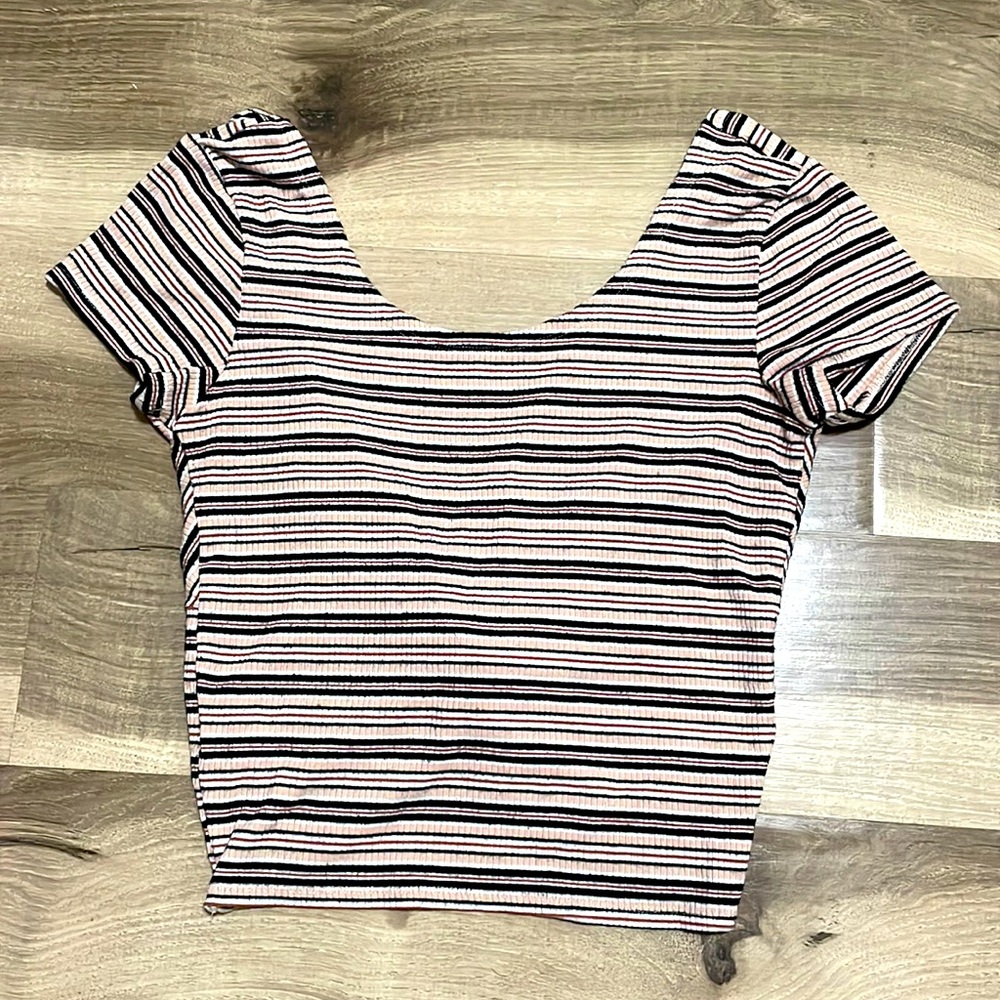 Almost Famous Stripped Wrapped in the back crop top size Medium